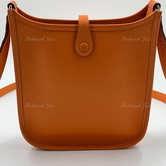 Authentic HERMES Orange Epsom Mini Evelyne TPM Crossbody Bag - Picture 6 of 16